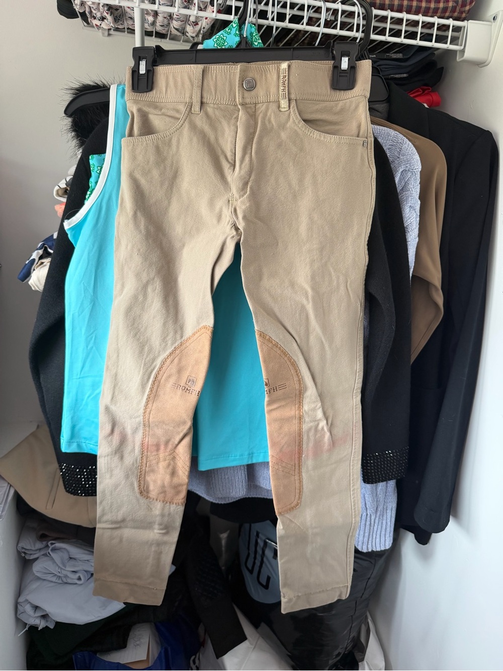 ROMPH Children's Tan Riding Jodphurs with Knee Patches size 10